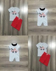 Girlymax zomer babyjongens kinderen kleren kleren korte mouw kraan outfits boetiek shorts set romper kinderkleding x08025783066