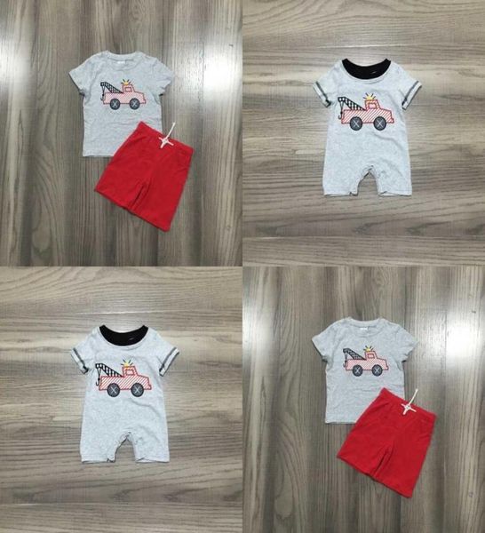 Girlymax été bébé garçons enfants vêtements à manches courtes grue tenues Boutique ensemble short et haut barboteuse enfants vêtements X08025308817