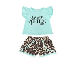 Girlymax été bébé filles enfants vêtements menthe pompon Shorts sauvage enfant léopard tenues volants Boutique enfants vêtements 2108044244466