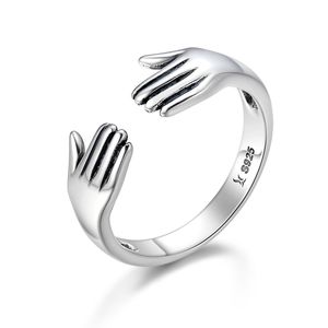 Donnez-moi un câlin main ouverte bagues pour femmes 100% réel 925 argent Sterling bague réglable bijoux fins cadeaux YMR177