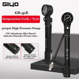 Giyo 300psi MTB Suspensie Air Pump Bicycle Shock Fiets Motor Schrader Presta Tyre Inflator Mini Gauge Band Ing 220225