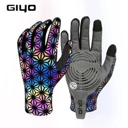 Giyo coloré lumineux doigt complet cyclisme Sport de plein air antidérapant mitaine réflexion éblouissement moto longs gants 220622