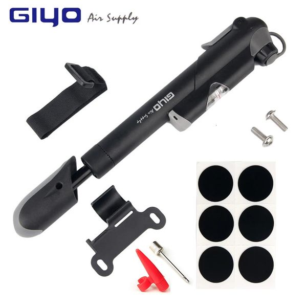 Giyo mini pompe à main Schrader / Presta Road Bicycle Pumps With Gauge Cycling Air Air Pomper Pompe for Bike Time Type