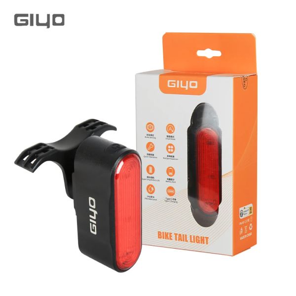 Giyo Smart Bicycle Turning Light Auto/Off Stop Start Brake Bike Bike LED CARGA USB CARGA MTB Ciclismo Flash Lámpara Flash