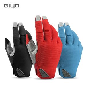 Giyo coupe-vent cyclisme gants de doigt complet écran tactile anti-dérapant vélo Lycra tissu mitaines Bicicleta vélo de route gant long 220218