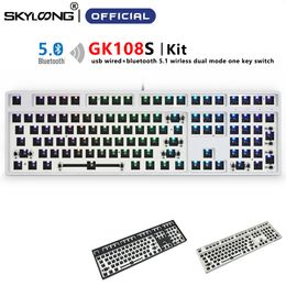 GK108 GK108S 100% Kit de teclado mecánico DIY personalizado con cable Bluetooth Modo dual Intercambiable en caliente RGB Kailh BOX MX Switch