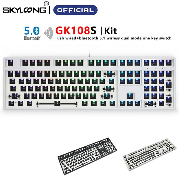 GK108 GK108S 100% Kit de clavier mécanique bricolage personnalisé filaire Bluetooth double Mode échangeable à chaud RGB Kailh BOX MX commutateur