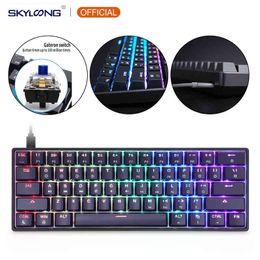 GK61 SK61 61 Sleutel USB Bedrade LED Backlit Axis Gaming Mechanical Keyboard Gateron Optische Schakelaars voor Desktop