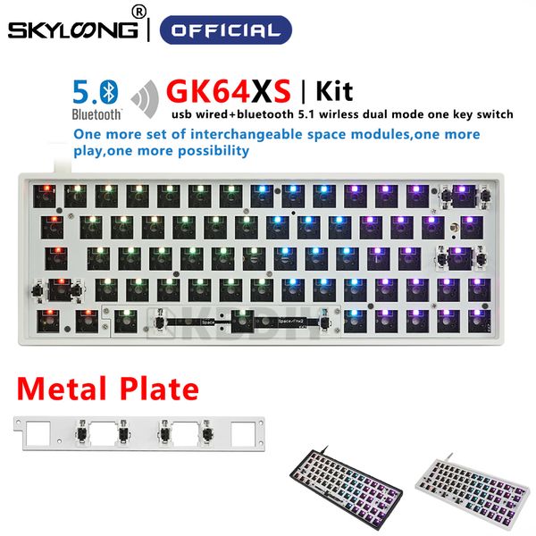GK64 GK64XS GK64X 64 teclas Teclado mecánico intercambiable en caliente Kit de bricolaje personalizado Barra espaciadora dividida RGB retroiluminado IP6X Win/Mac SK64