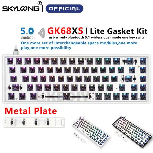 GK68 GK68XS Lite joint personnalisé 60% Kit de clavier mécanique sans fil Bluetooth 5.1 rvb MX commutateur échange à chaud pour les jeux bricolage