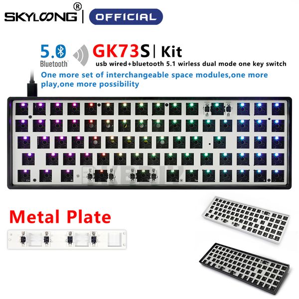 KIT de teclado mecánico GK73 GK73S, interruptor de caja personalizado RGB MX Kailh, intercambio en caliente con programa de Software de controlador Macro