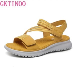 Gktinoo modemerk strand sandalen vrouwen dikke zool zomerschoenen casual zacht geel plus maat 42 240329