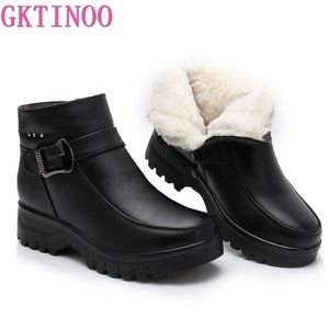 GKTINOO Mode Hiver Femmes Véritable Bottines En Cuir Femme Épaisse En Peluche Bottes De Neige Chaudes Mère Bottines Antidérapantes Imperméables Y200915