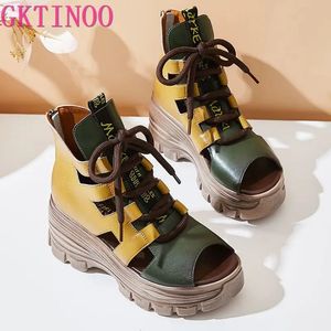 Gktinoo Hollow Great en cuir sandales de chaussures de chaussures de chaussures de chaussures d'été femme mixte couleurs 240329