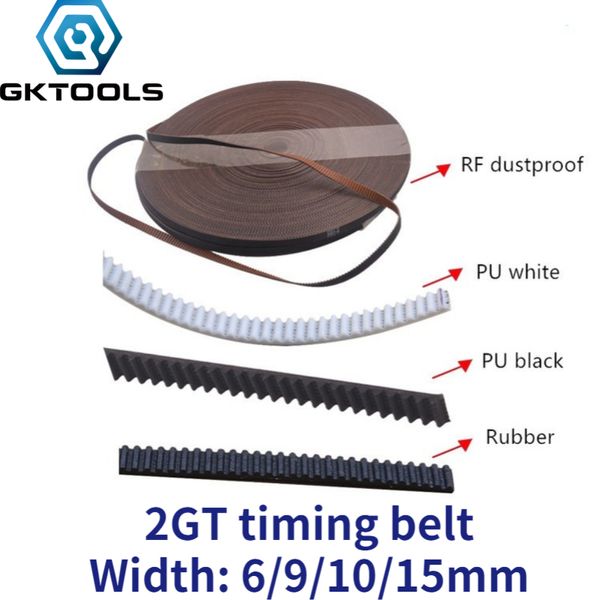 GKTOOLS 1000 mm 3D Imprimante GT2 Largeur de la courroie de synchronisation synchrone Open 5/6/9 / 15 mm en caoutchouc SAMLL Backlash 2GT-5 / 2GT-6 / 2GT-9 / 2GT-15MM