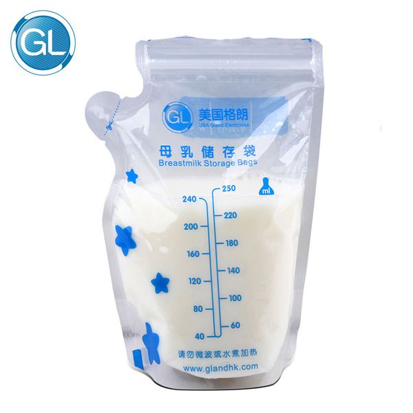 GL 96 pièces/paquet sac de stockage de lait maternel pour bébé sacs de congélation stockage de lait maternel liquide 250ml sans BPA bolsas leche materna leite