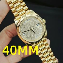 GL Factory herenhorloge diamanten horloge dag datum horloge van hoge kwaliteit 40 mm saffier wijzerplaat vouwgesp designer horloge waterdichte horloges met doos