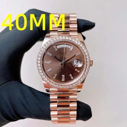 GL usine montre pour hommes montre en diamant jour date cadran café montre de haute qualité 40mm cadran saphir boucle pliante montre de créateur montres étanches avec boîte
