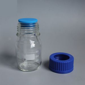 GL45 ronde media opslagflessen opslagglazen fles met blauwe schroefdop 100 ml 250 ml 500 ml 1000 ml