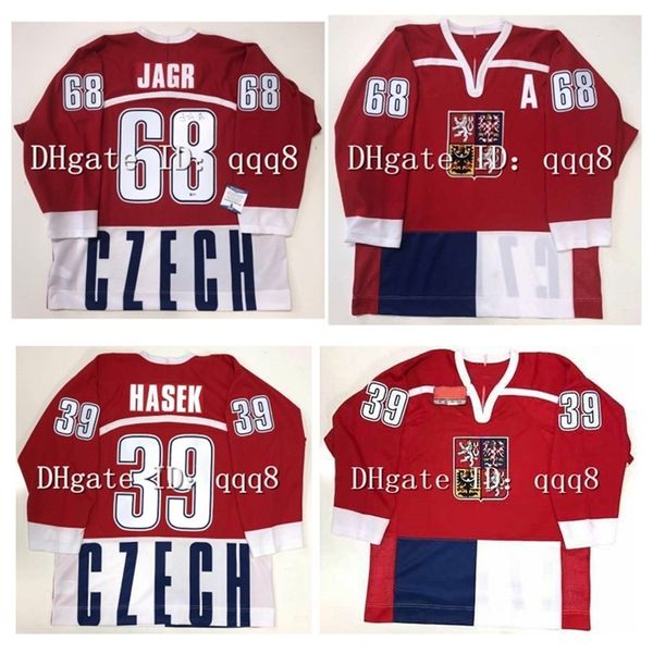 Maillot de hockey Gla 1998 RÉPUBLIQUE TCHÈQUE DOMINIK HASEK JAROMIR JAGR Personnalisé N'importe quel nom Numéro Couture Taille personnalisée S-4XL