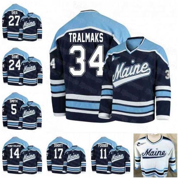 Gla 24 Adam Dawe Maillot de hockey sur glace du Maine Black Bears College Eduards Tralmaks Jacob Schmidt Svejstrup Mitchell Fossier Patrick Shea Ryan Smith