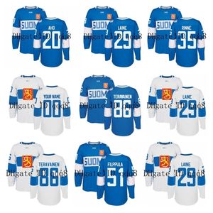 Gla Finland Jerseys World Cup Wch 20 Sebastian Aho 29 Patrik Laine 86 Teuvo Teravainen 35 Pekka Rinne 3 Olli Maatta 40 Tuukka Rask Hockey Jersey