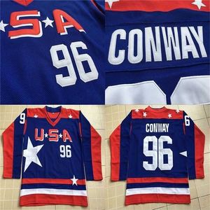 Gla MitNess 96 Charlie Conway maillot 2017 équipe USA Mighty Ducks film maillot de hockey sur glace tout cousu et brodé