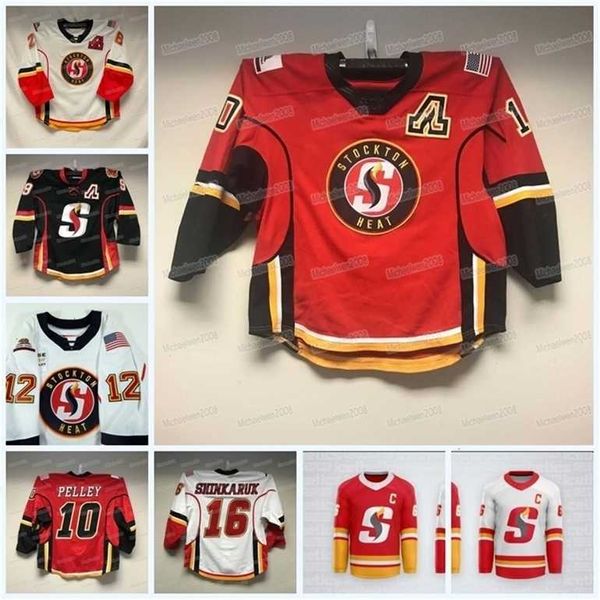 Gla MitNess Custom AHL Stockton Heat Hockey Jersey Jakob Pelletier Ilya Solovyov Kevin Gravel Connor Zary Walker Duehr Eetu Tuulola