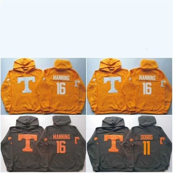 Gla MitNess Hommes Tennessee Volunteers Jersey 16 Peyton Manning 11 Joshua Dobbs Maillots de hockey Sweats à capuche de haute qualité