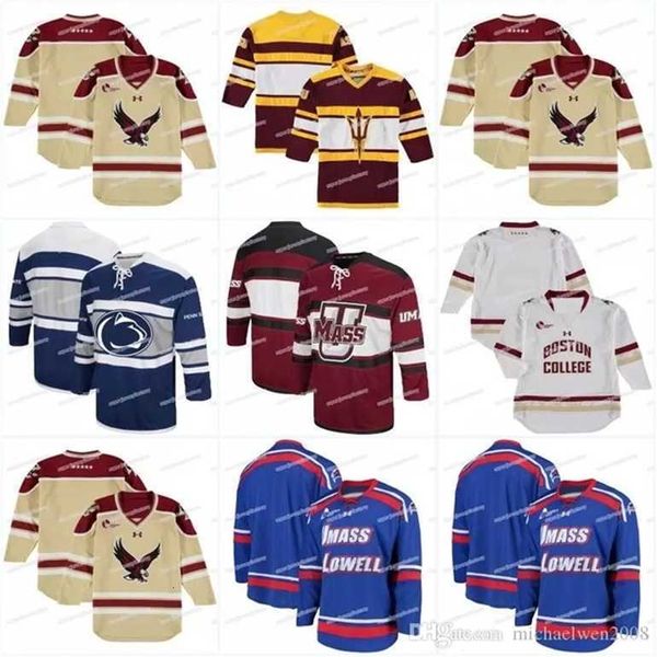 Gla MitNess NCAA Hombres Bos Eagles Hockey Suéter Película Jersey Penn State Nittany Lions Colosseum Open Net II Camisetas de hockey sobre hielo