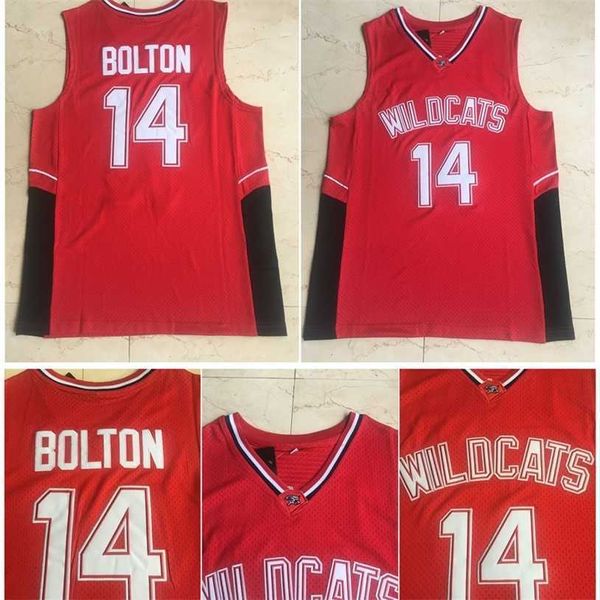 Gla Calidad superior 1 14 Troy Bolton Jersey Wildcats High School College Basketball Rojo 100% cosido Tamaño S-XXXL