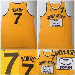 Gla Top Qualité 1 Toni Kukoc Jersey 7 Jugoplastika Split Film College Basketball Maillots Jaune 100% Cousu Taille S-2XL