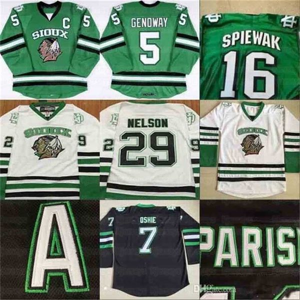 GLA WNORTH DAKOTA STATION HOCKEY JERSEY 5 Chay Gnoway 16 Spivak 29 Brock Nelson 7 TJ Bet 9 Jonathan Tusglaw Sudaks University Jerseys