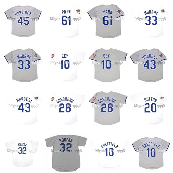 Gla1981 Maillot rétro Chan Ho Park 32 Sandy Koufax 45 Pedro Martinez 33 Eddie Murray 10 Ron Cey 43 Raul Mondesi Pedro Guerrero Don Sutton