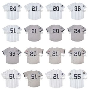 Gla2000 Retro 51 Bernie Williams Jersey 55 Hideki Matsui 24 Tino Martinez 21 20 Jorge Posada 36 David Cone WS Vintage Honkbal