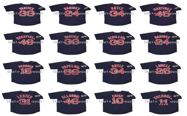 Gla2004 2007 Rétro 33 Jason Varitek Jersey 24 Manny Ramirez 45 Pedro Martinez 34 David Ortiz 49 Tim Wakefield 38 Curt Schilling 157863617