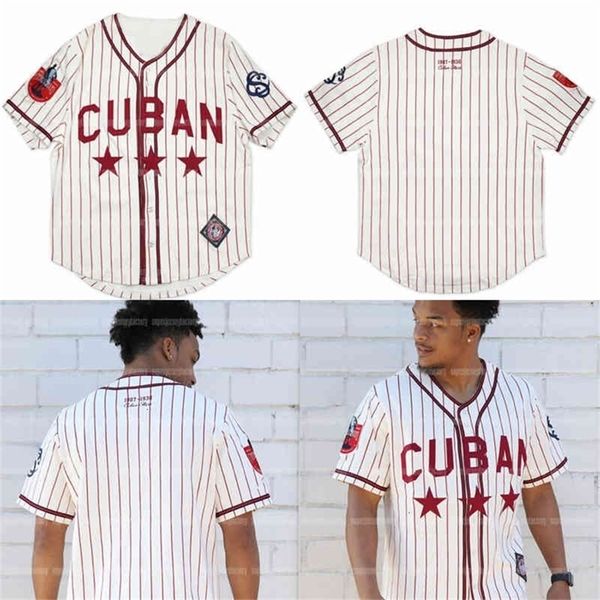 GlaA3740 Big Boy Cuban Stars Centennial Heritage Maillot de baseball Blanc Rouge Rayures verticales 100 % Nom cousu Numéro cousu