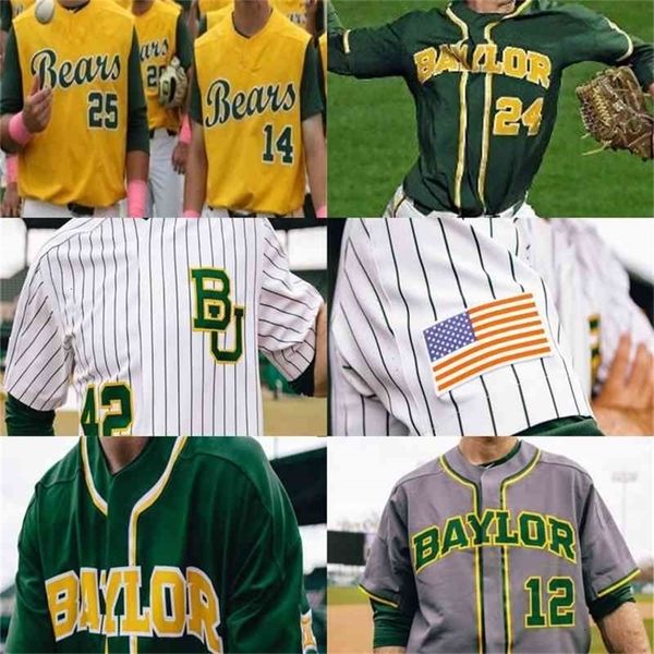 GlaA3740 NCAA Baylor Bears Baseball Jersey cousu 21 Richard Cunningham 2 Nick Loftin Josh Bissonette 1 Cole Haring Chase Wehsener femmes hommes jeunes