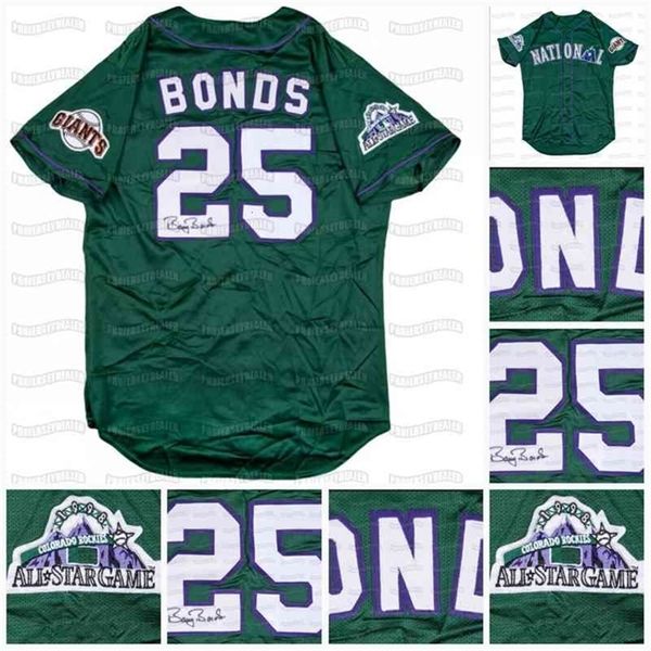 GlaC202 25 Barry Bonds 1998 All-Star Game National Baseball Jersey Vert Hommes Femmes Jeunesse Tous Maillots Cousus