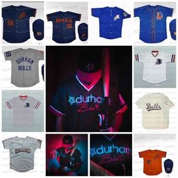 GlaC202 Bull Durham Stranger Things Crash Davis Ebby 'Nuke' LaLoosh Milb Baseball Jersey Custom Cualquier número y nombre Todo cosido