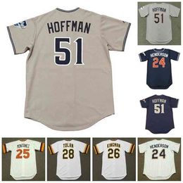 GLAC202 San Diego Vintage Baseball Jersey 24 Rickey Henderson 1996 25 Willie Montanez 1980 26 Dave Kingman 1970's 28 Bobby Tolan 1974 51 Trevor