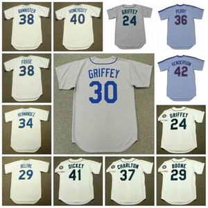 GlaC202 Seattle Vintage Baseball Jersey 24 KEN GRIFFEY JR. 1997 29 ADRIAN BELTRE BRETT BOONE 2001 HERNANDEZ PERRY CHARLTON BANNISTER FOSSE HONEYCUTT