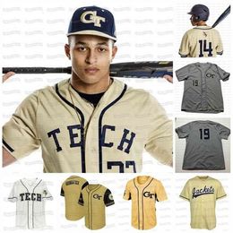 GLAC202 Tech Yellow Jackets ACC Baseball Custom Baseball Nom et numéro Expédition rapide de haute qualité