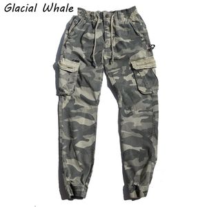 GlacialWhale Mens Cargo Pants Multi-bolsillo Hombre Hip Hop Ropa informal japonesa Pantalones Jogging Camuflaje para 220325