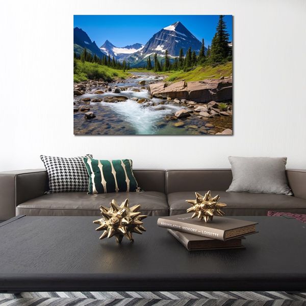 Paisaje del Parque Nacional Glacier, paisaje personalizado, impresión fotográfica realista sobre lienzo, póster para decoración para las paredes del salón