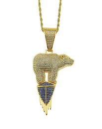 Glacier Polar Bear Pendant Collier Men's Outphoneing Article Firmware Gold Collier Er Chain Mens Hiphop Iced Out Bijoux Gold Chain4633111