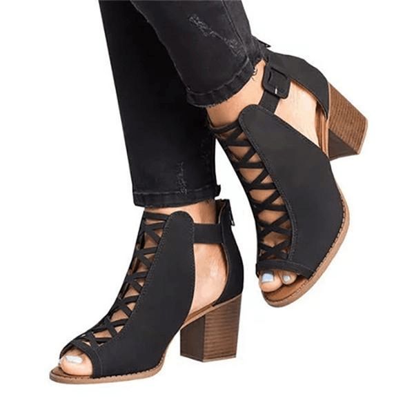 Gladiateur sandales femme été Style haut talon Vintage femmes noir dentelle dames chaussures sandales claires pompes chaussures Sexy taille 34-43