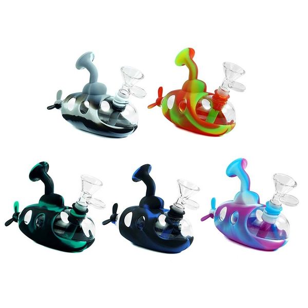 Glaheightss bong dab shisha narguilé coque en silicone pipe à eau plate-forme pétrolière bongs tuyaux sous-marin