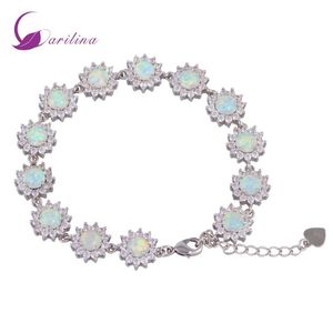 Glam Luxe Misteriosa Plata de Ley 925 Superposición CZ Pulseras de ópalo de fuego blanco para niñas adolescentes 22 cm 8 85 pulgadas B461267c