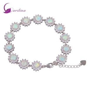 Glam Luxe Misteriosa Plata de Ley 925 Superposición CZ Pulseras de ópalo de fuego blanco para niñas adolescentes 22 cm 8 85 pulgadas B461290Z